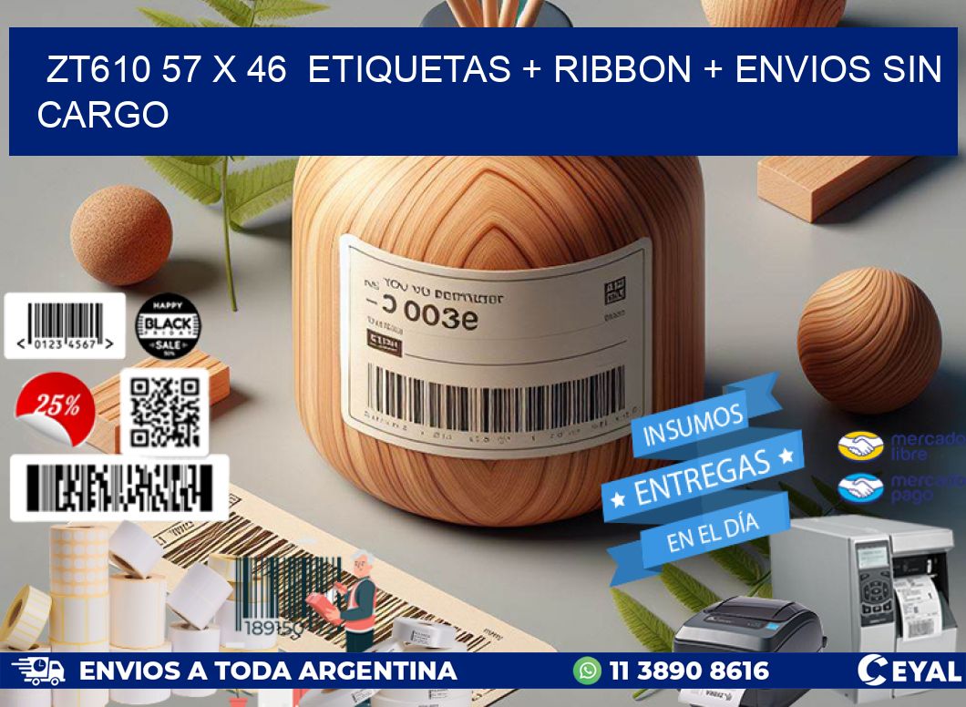 ZT610 57 x 46 etiquetas + ribbon + envios sin cargo