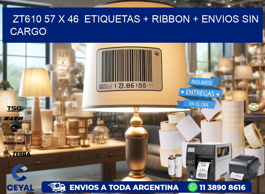 ZT610 57 x 46 etiquetas + ribbon + envios sin cargo