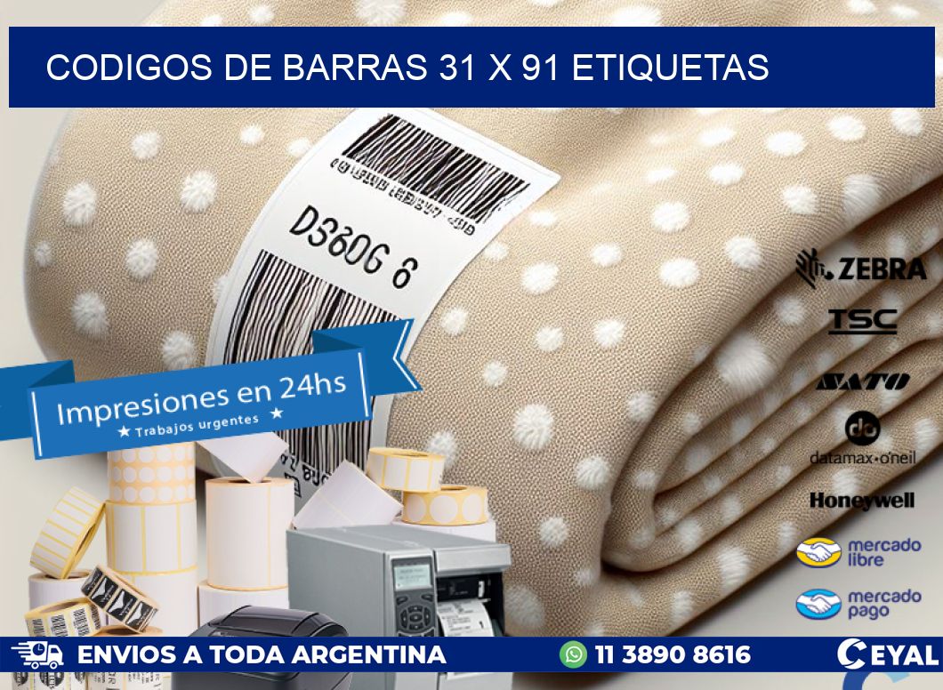 codigos de barras 31 x 91 etiquetas