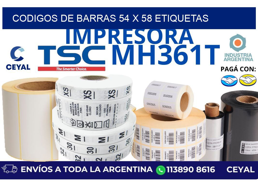 codigos de barras 54 x 58 etiquetas