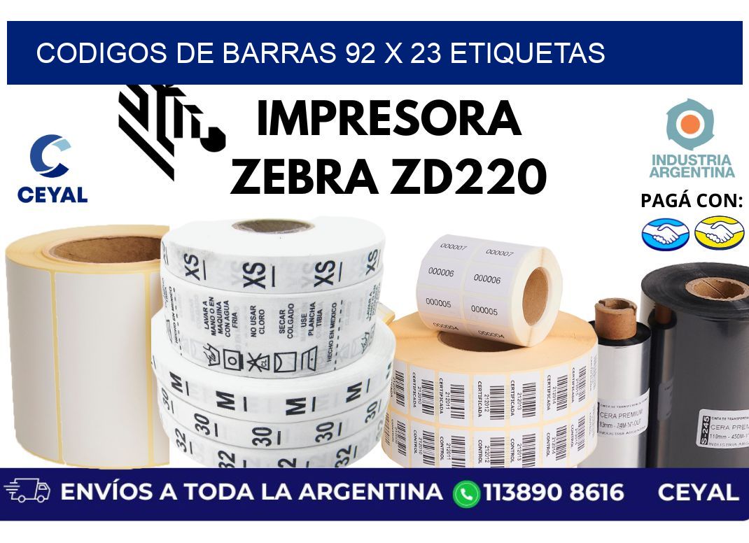 codigos de barras 92 x 23 etiquetas