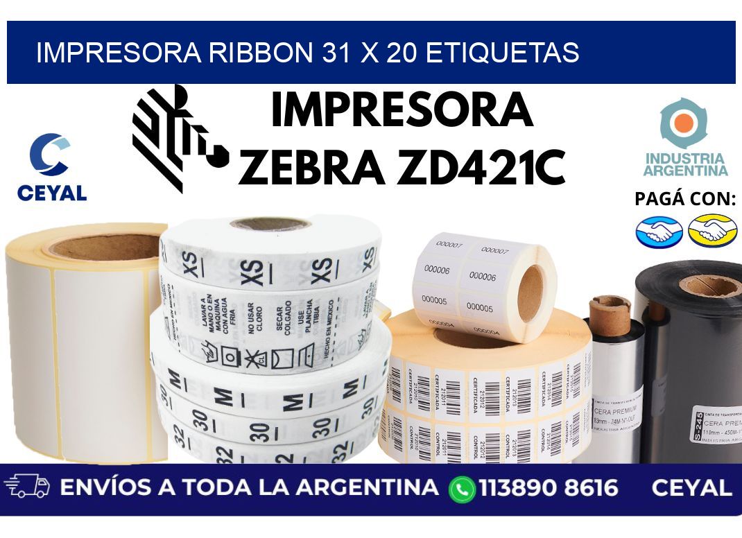 impresora ribbon 31 x 20 etiquetas