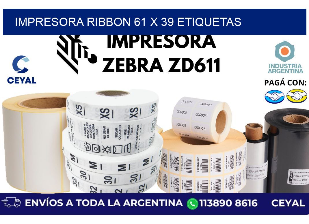 impresora ribbon 61 x 39 etiquetas