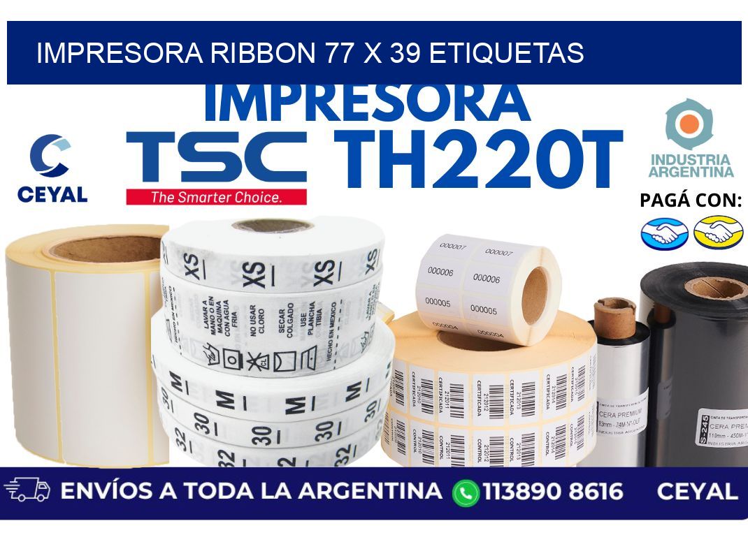 impresora ribbon 77 x 39 etiquetas