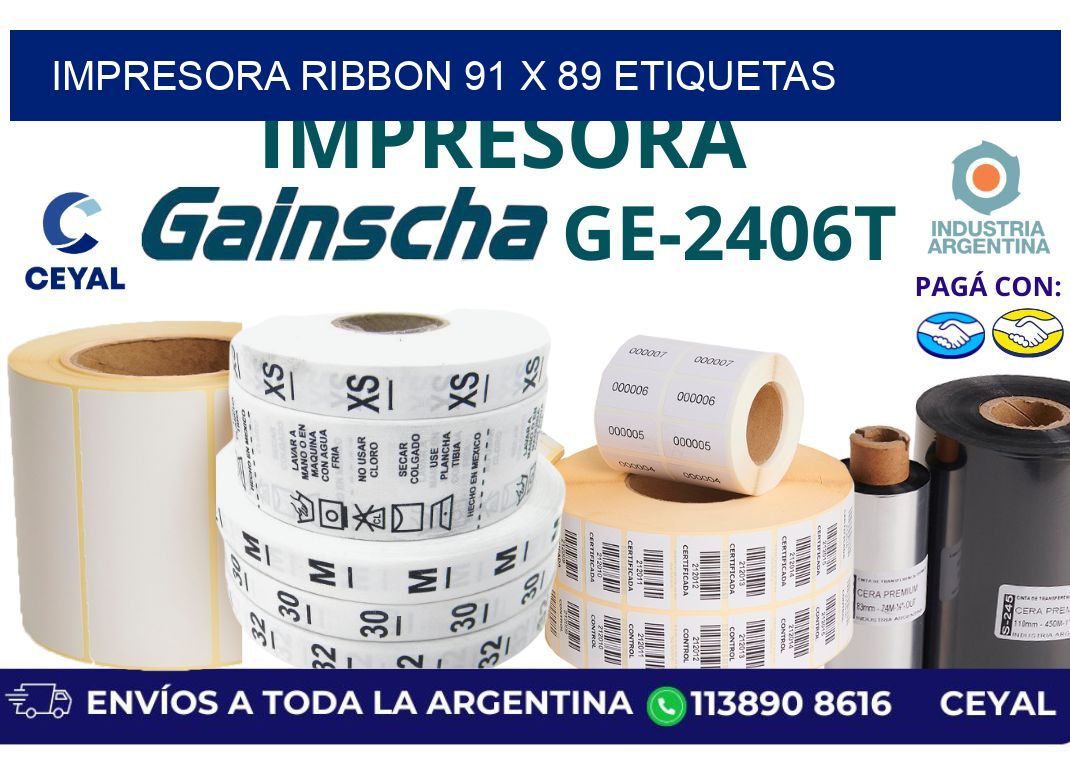 impresora ribbon 91 x 89 etiquetas