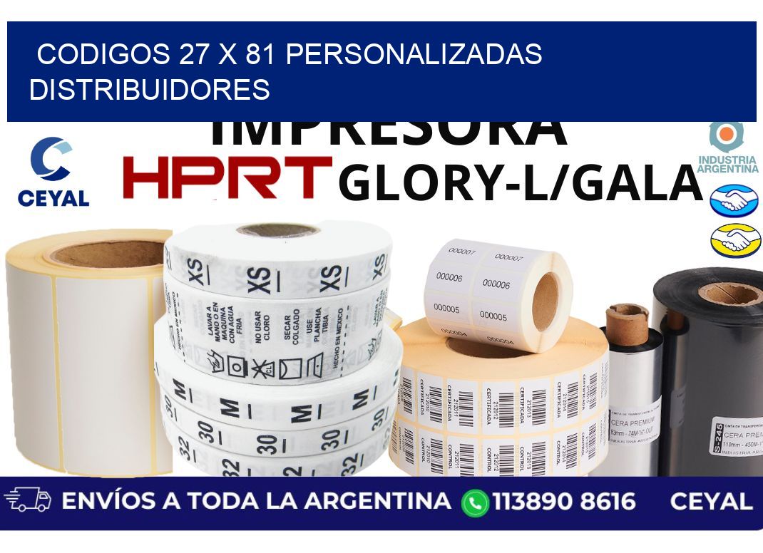 codigos 27 x 81 personalizadas distribuidores