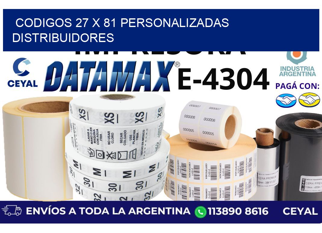 codigos 27 x 81 personalizadas distribuidores