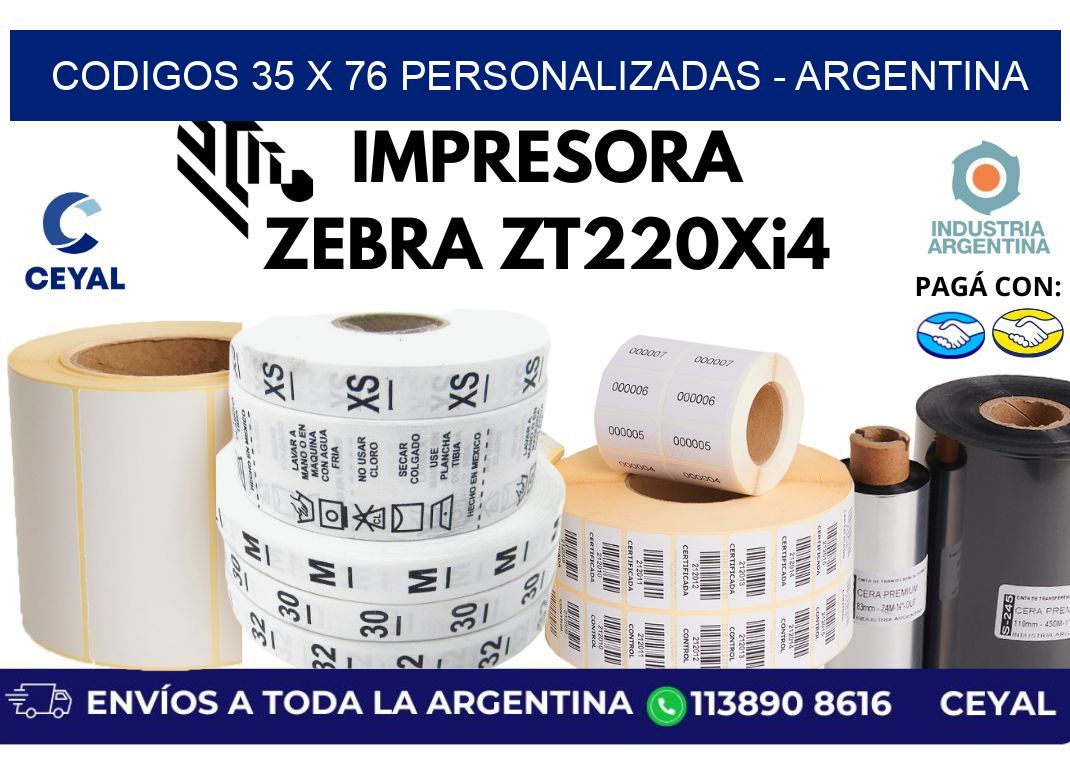 codigos 35 x 76 personalizadas - Argentina
