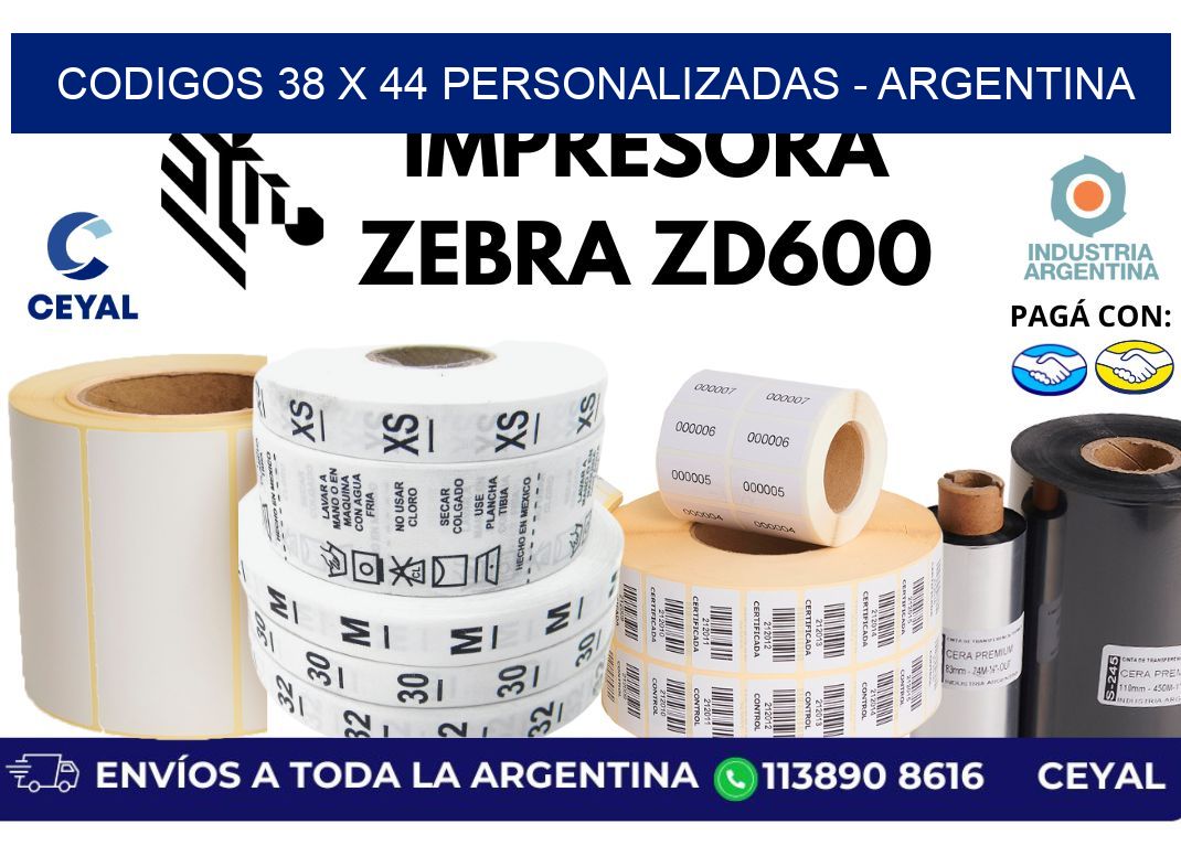 codigos 38 x 44 personalizadas - Argentina