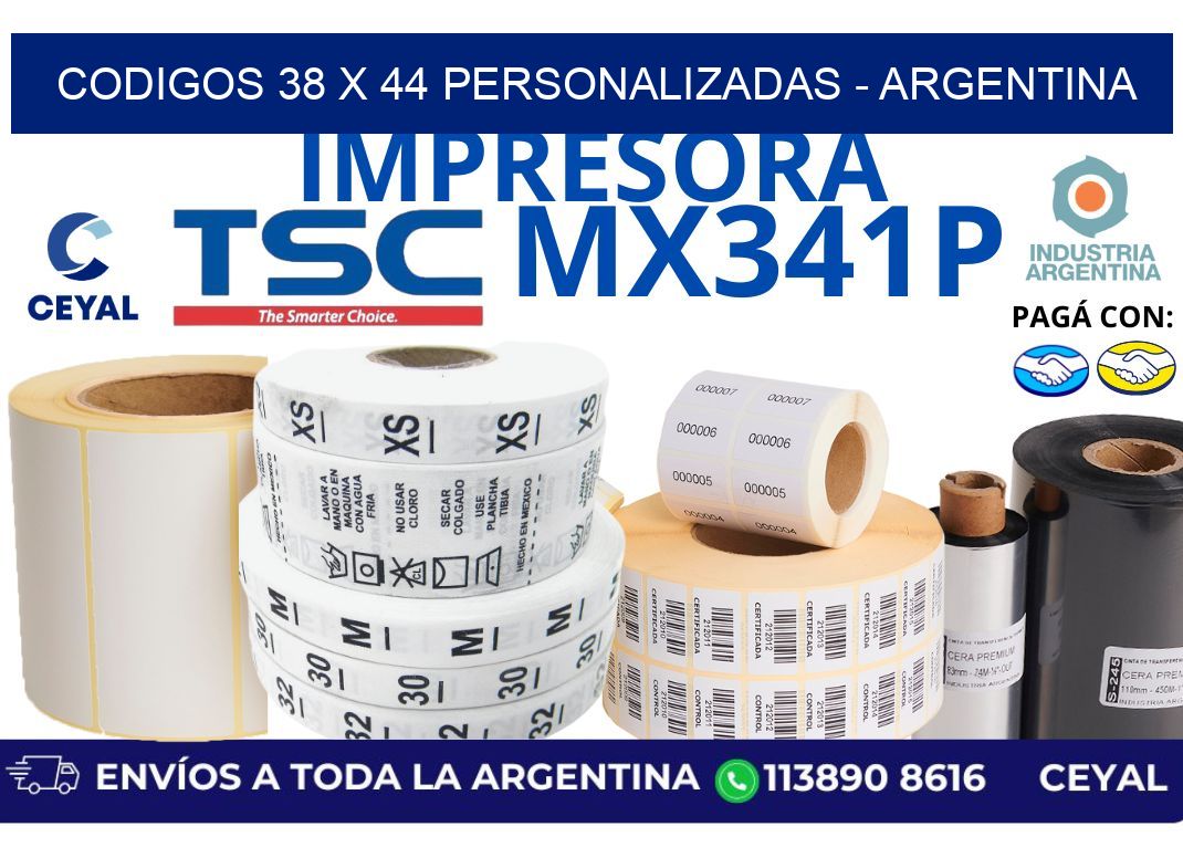 codigos 38 x 44 personalizadas - Argentina