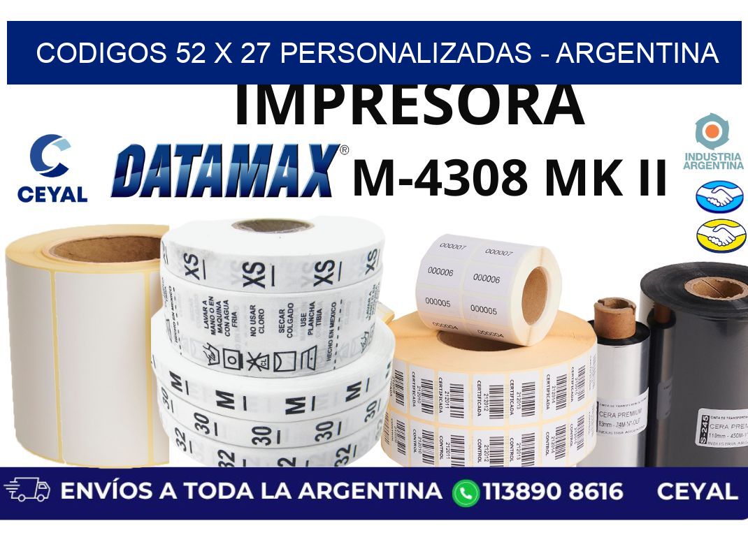 codigos 52 x 27 personalizadas – Argentina