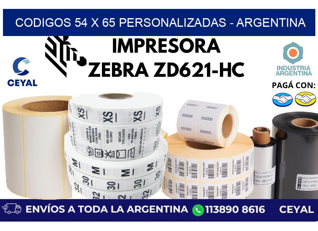 codigos 54 x 65 personalizadas - Argentina