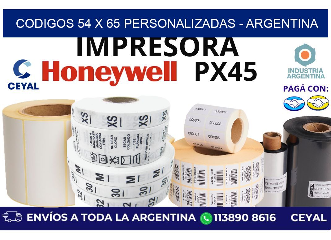 codigos 54 x 65 personalizadas – Argentina