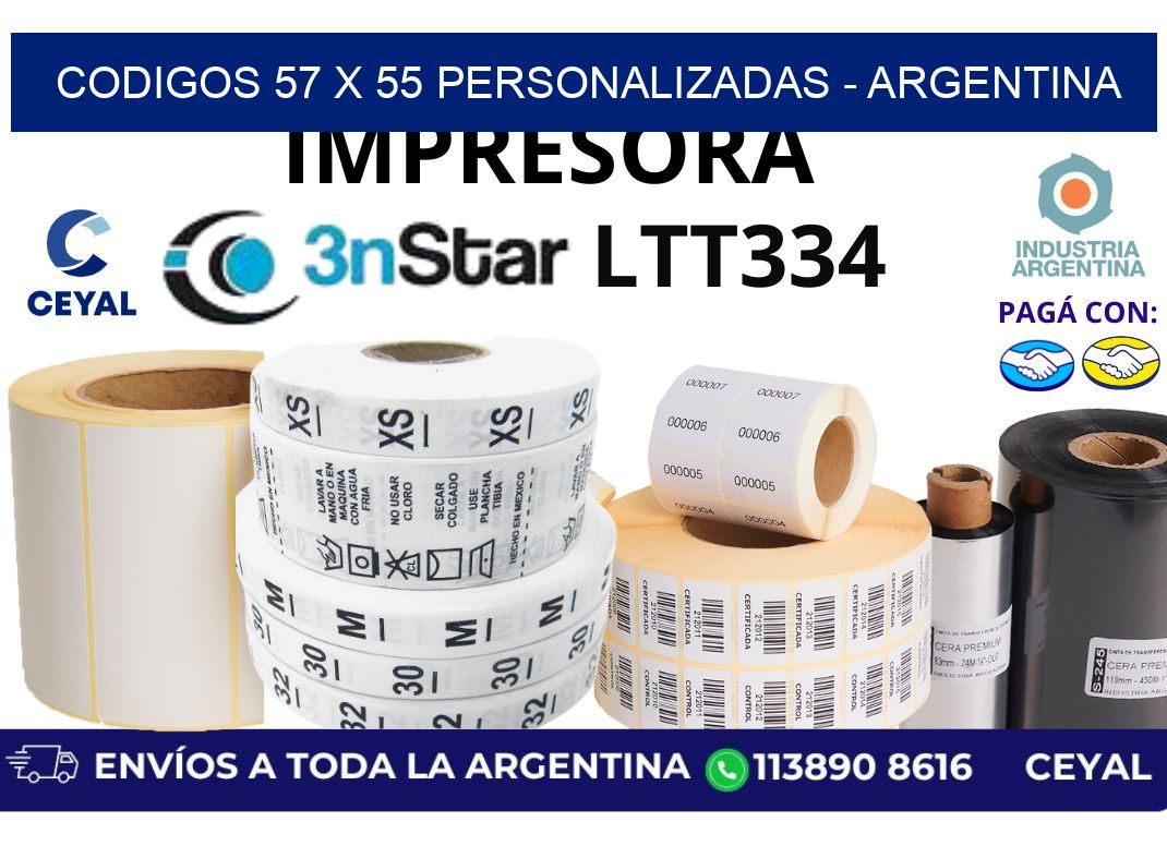 codigos 57 x 55 personalizadas - Argentina