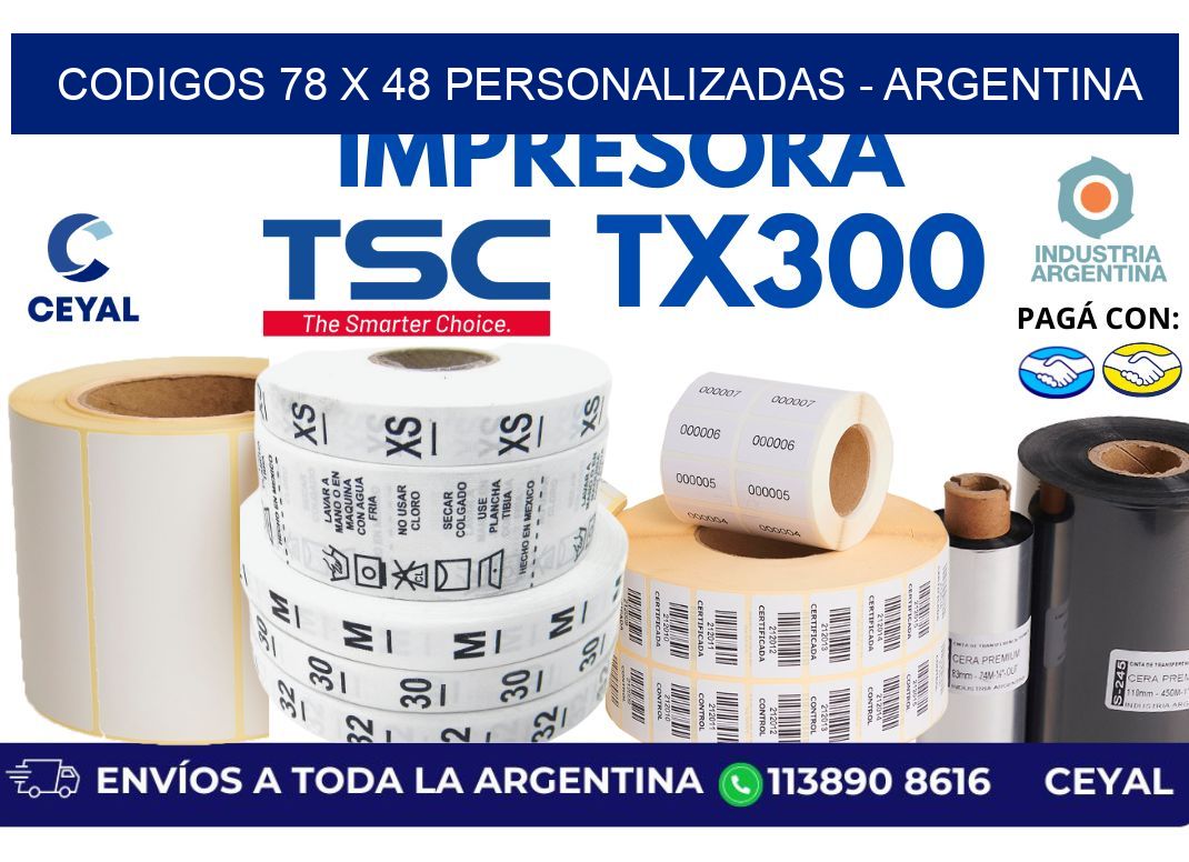 codigos 78 x 48 personalizadas - Argentina