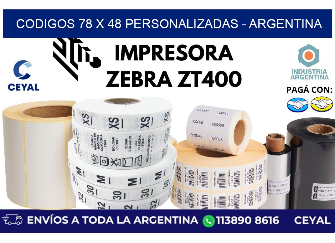 codigos 78 x 48 personalizadas - Argentina