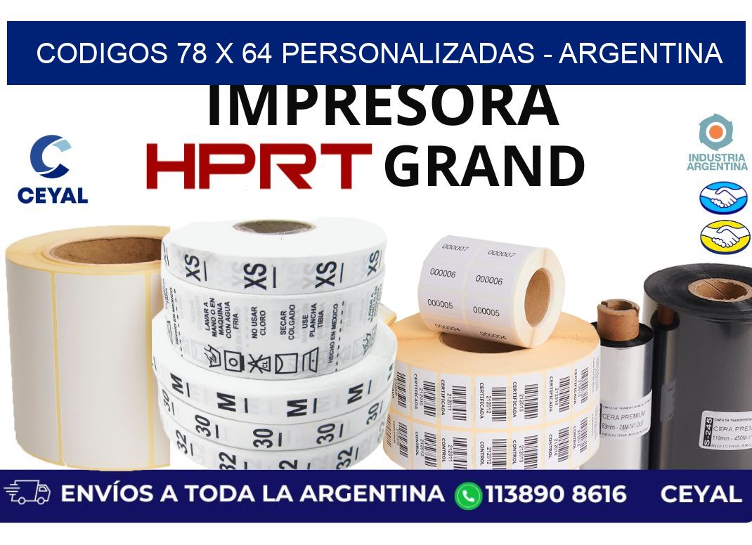 codigos 78 x 64 personalizadas - Argentina