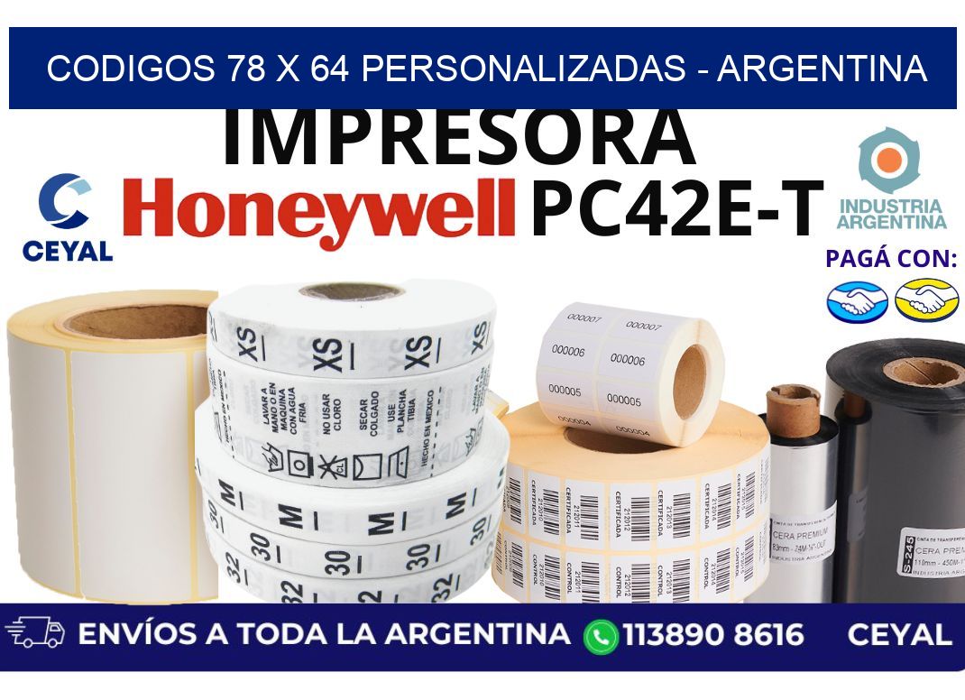 codigos 78 x 64 personalizadas - Argentina