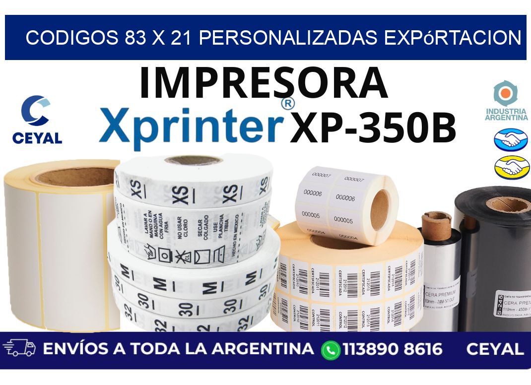 codigos 83 x 21 personalizadas expórtacion