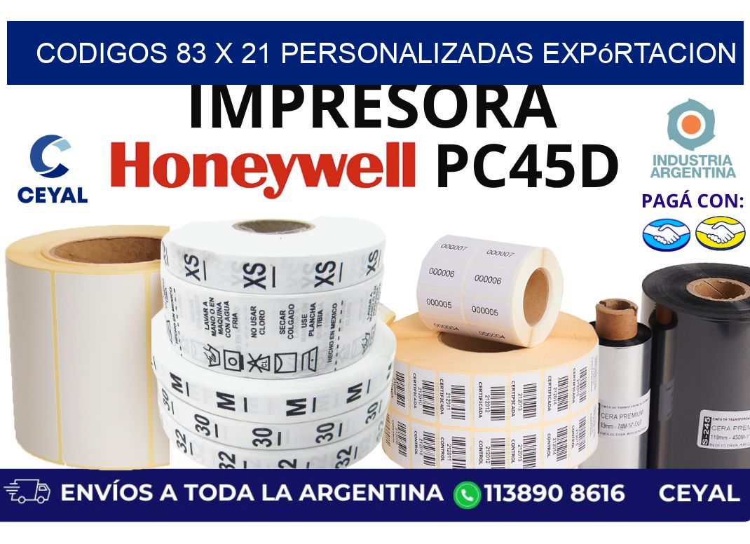 codigos 83 x 21 personalizadas expórtacion