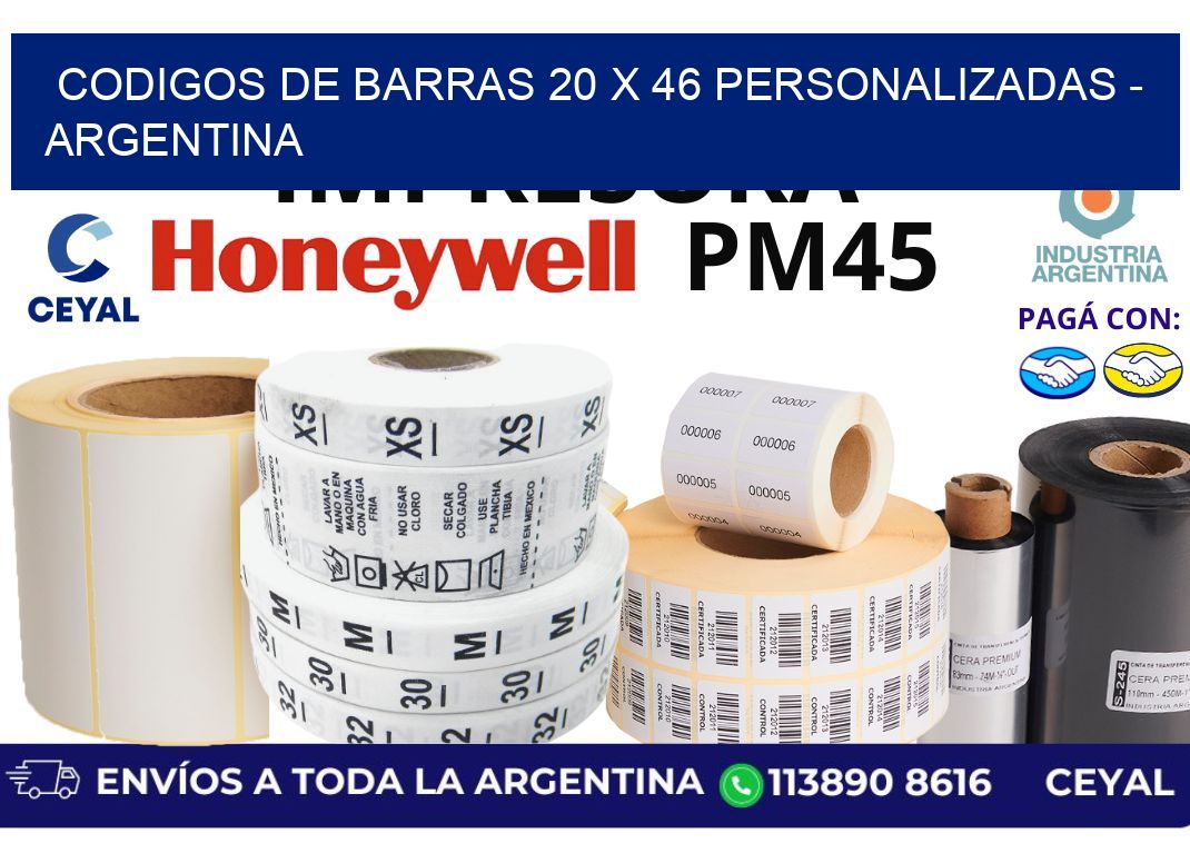 codigos de barras 20 x 46 personalizadas - Argentina