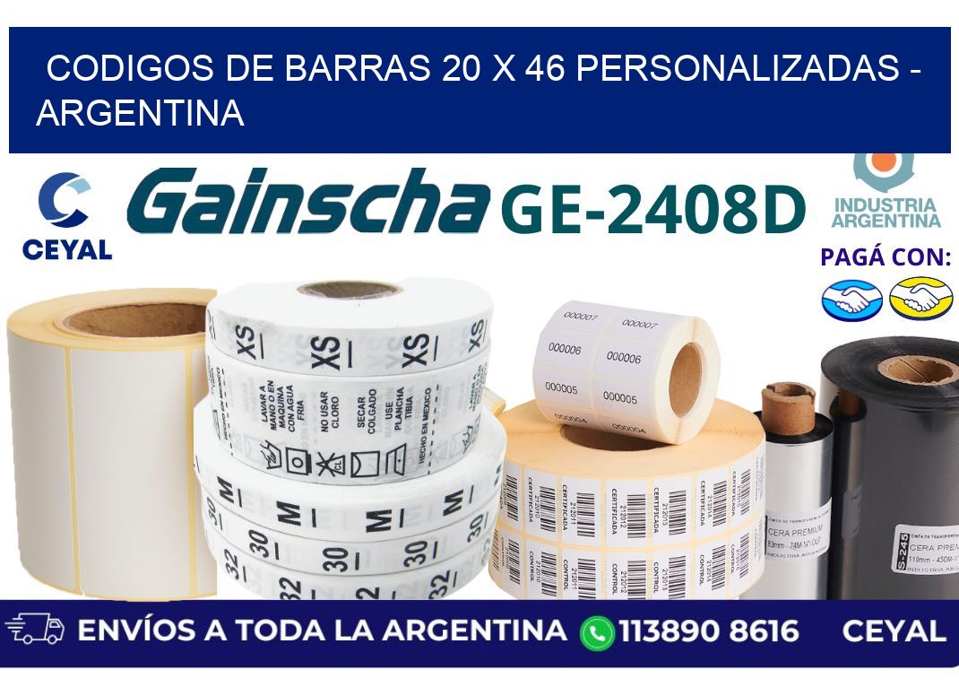 codigos de barras 20 x 46 personalizadas – Argentina