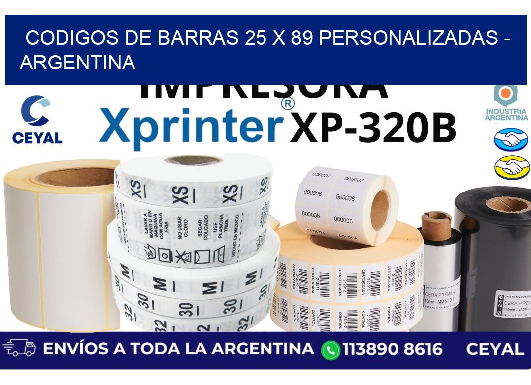 codigos de barras 25 x 89 personalizadas - Argentina