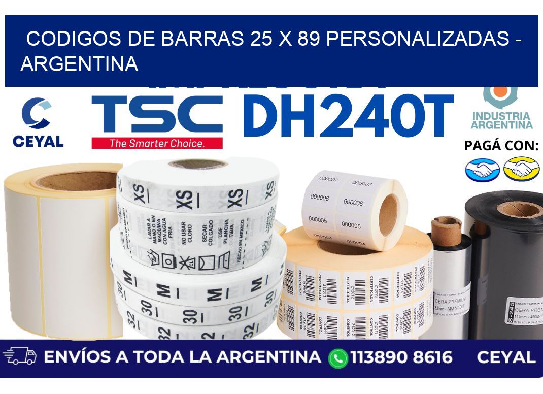 codigos de barras 25 x 89 personalizadas - Argentina