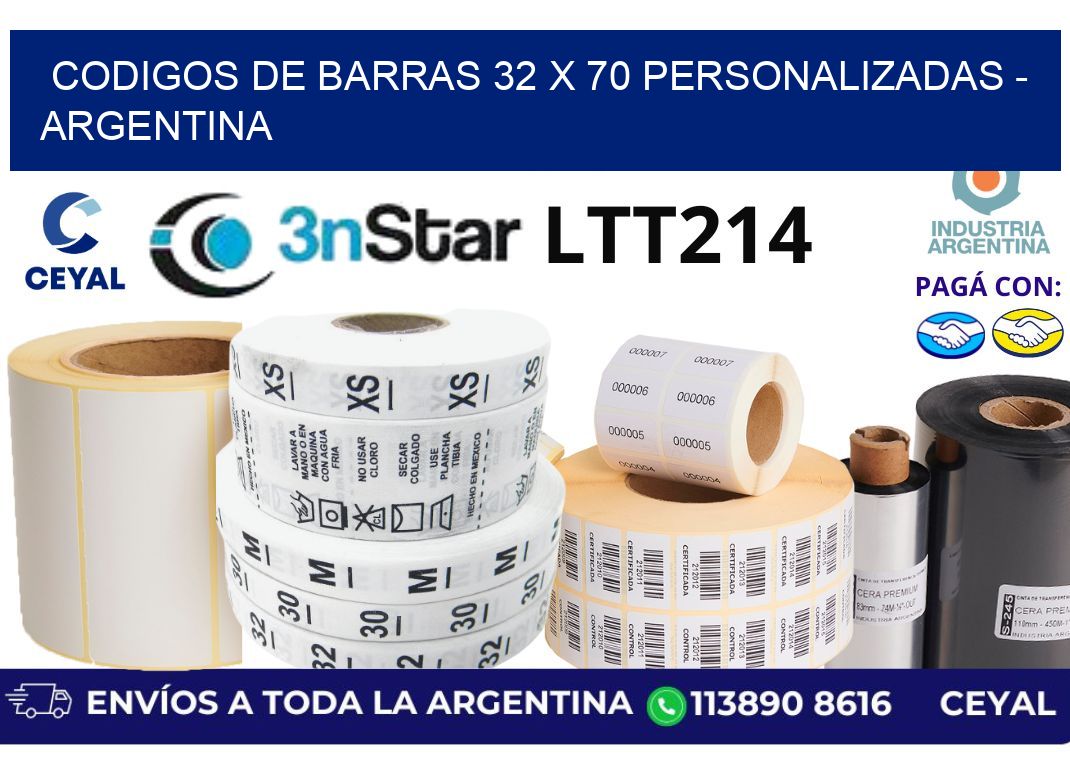 codigos de barras 32 x 70 personalizadas - Argentina