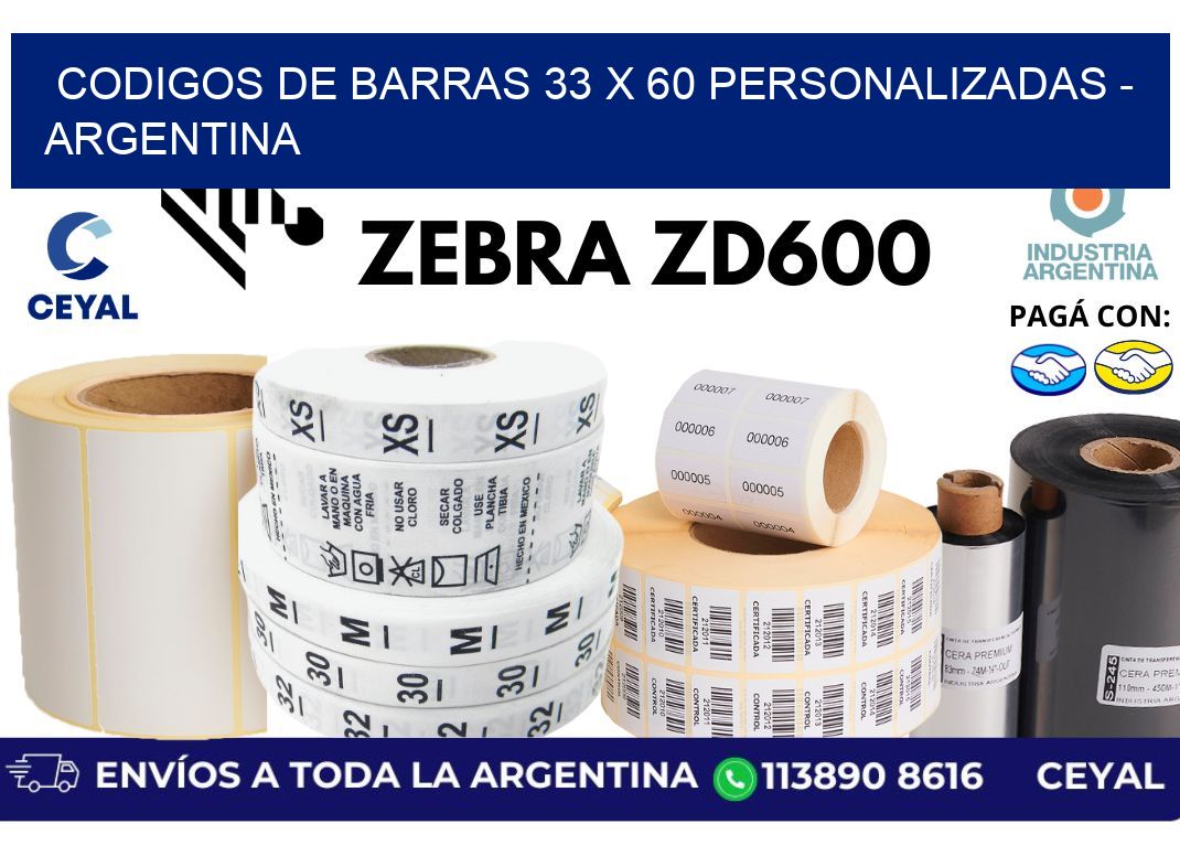 codigos de barras 33 x 60 personalizadas - Argentina