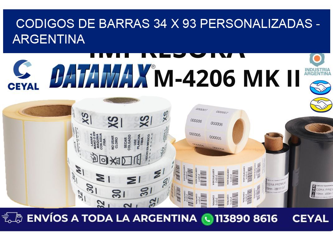 codigos de barras 34 x 93 personalizadas - Argentina