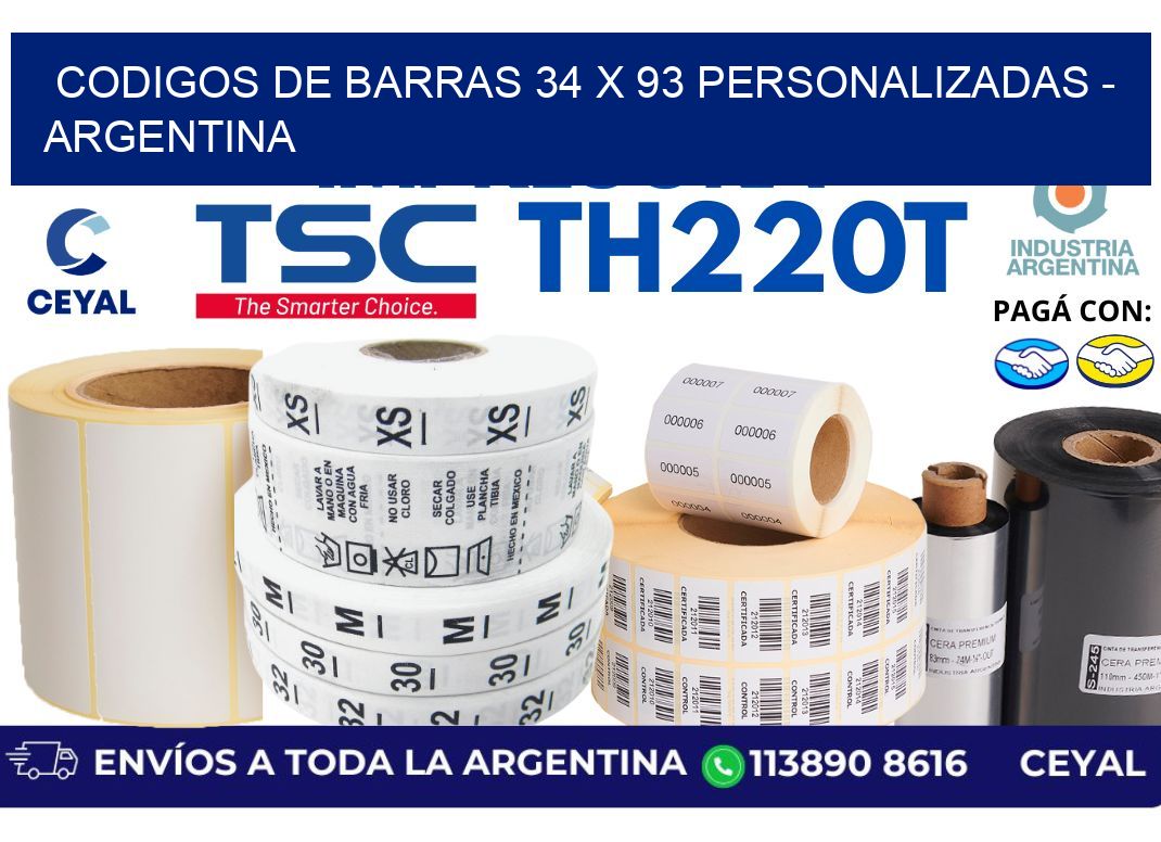 codigos de barras 34 x 93 personalizadas - Argentina