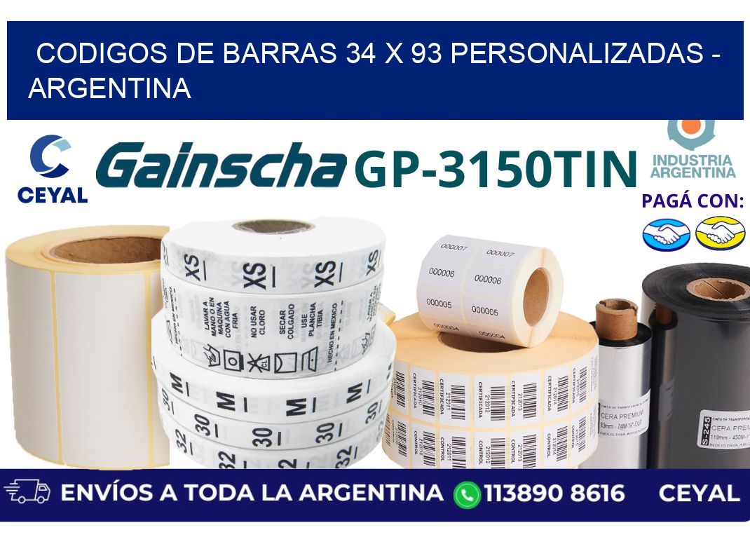 codigos de barras 34 x 93 personalizadas – Argentina