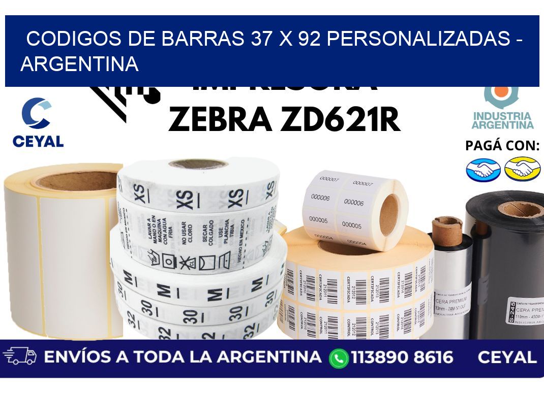 codigos de barras 37 x 92 personalizadas – Argentina