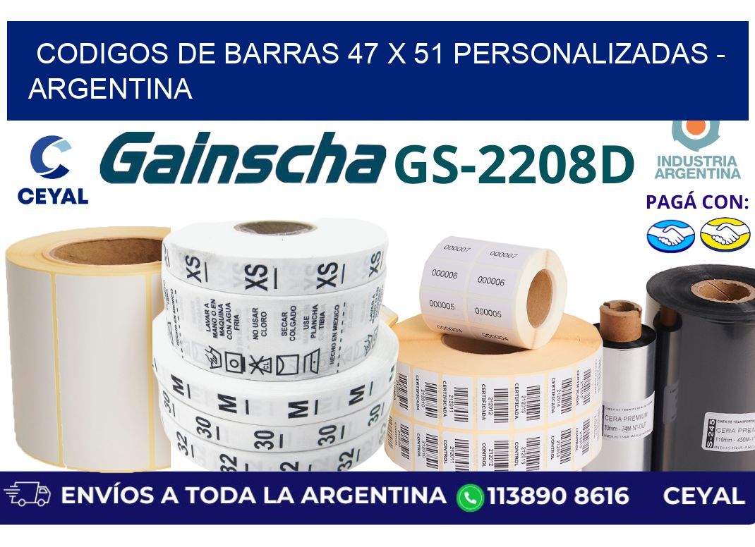 codigos de barras 47 x 51 personalizadas - Argentina