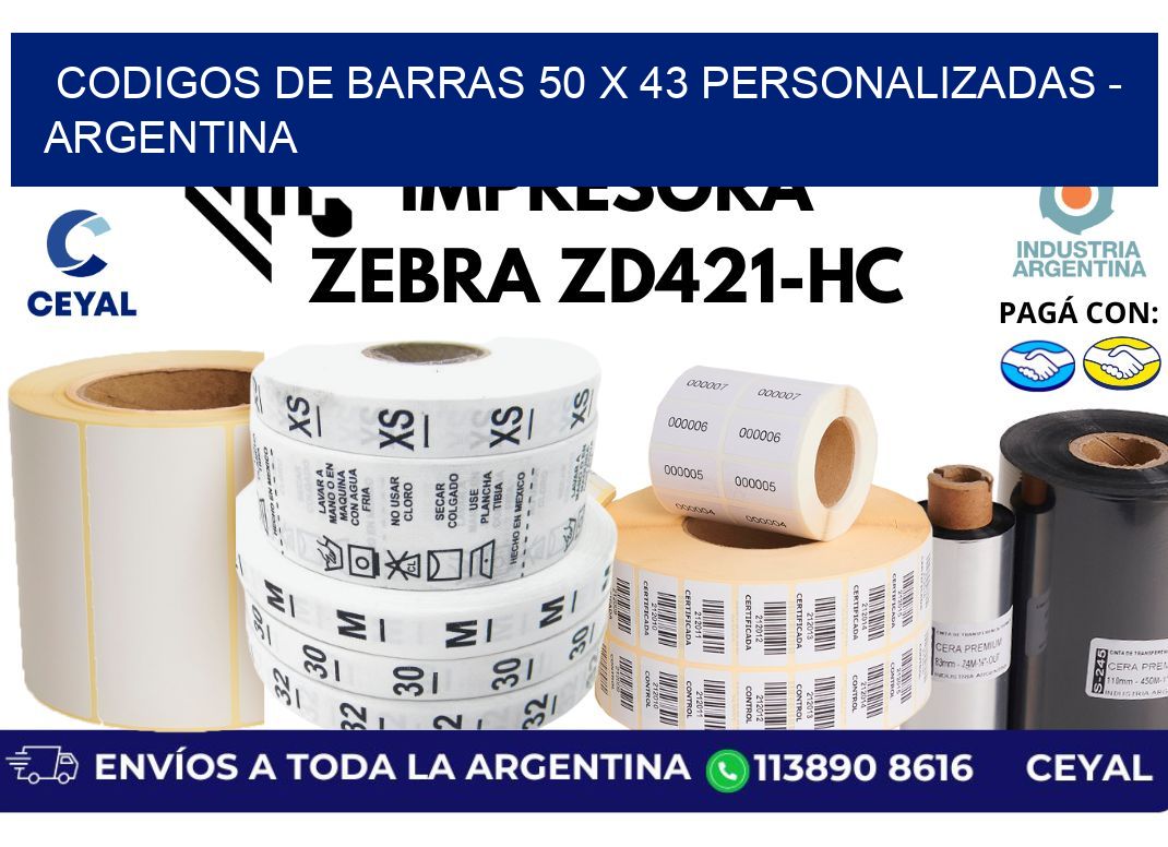 codigos de barras 50 x 43 personalizadas - Argentina