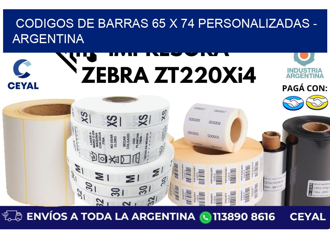 codigos de barras 65 x 74 personalizadas - Argentina