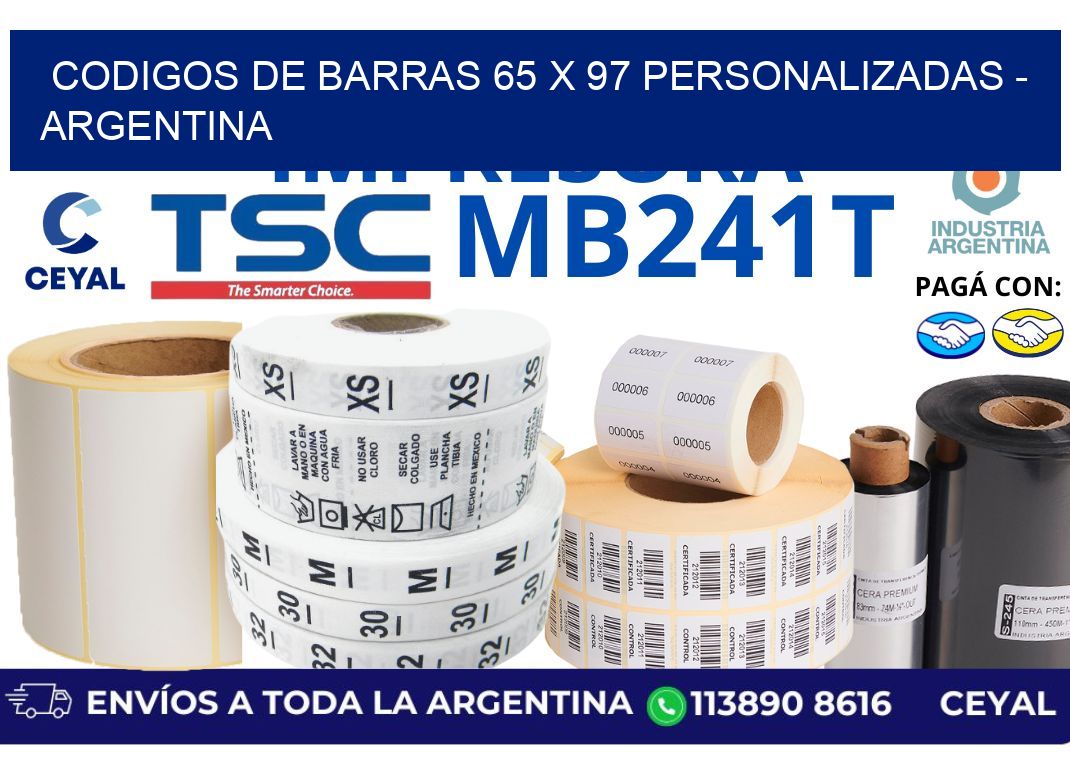 codigos de barras 65 x 97 personalizadas - Argentina