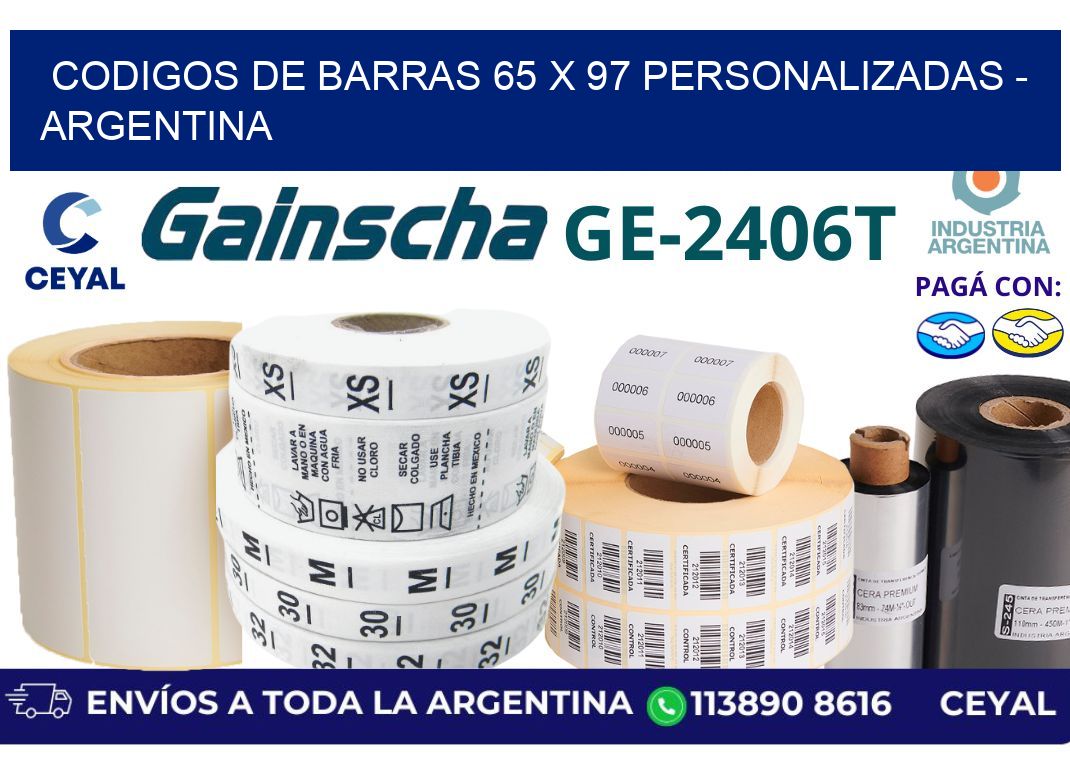 codigos de barras 65 x 97 personalizadas - Argentina