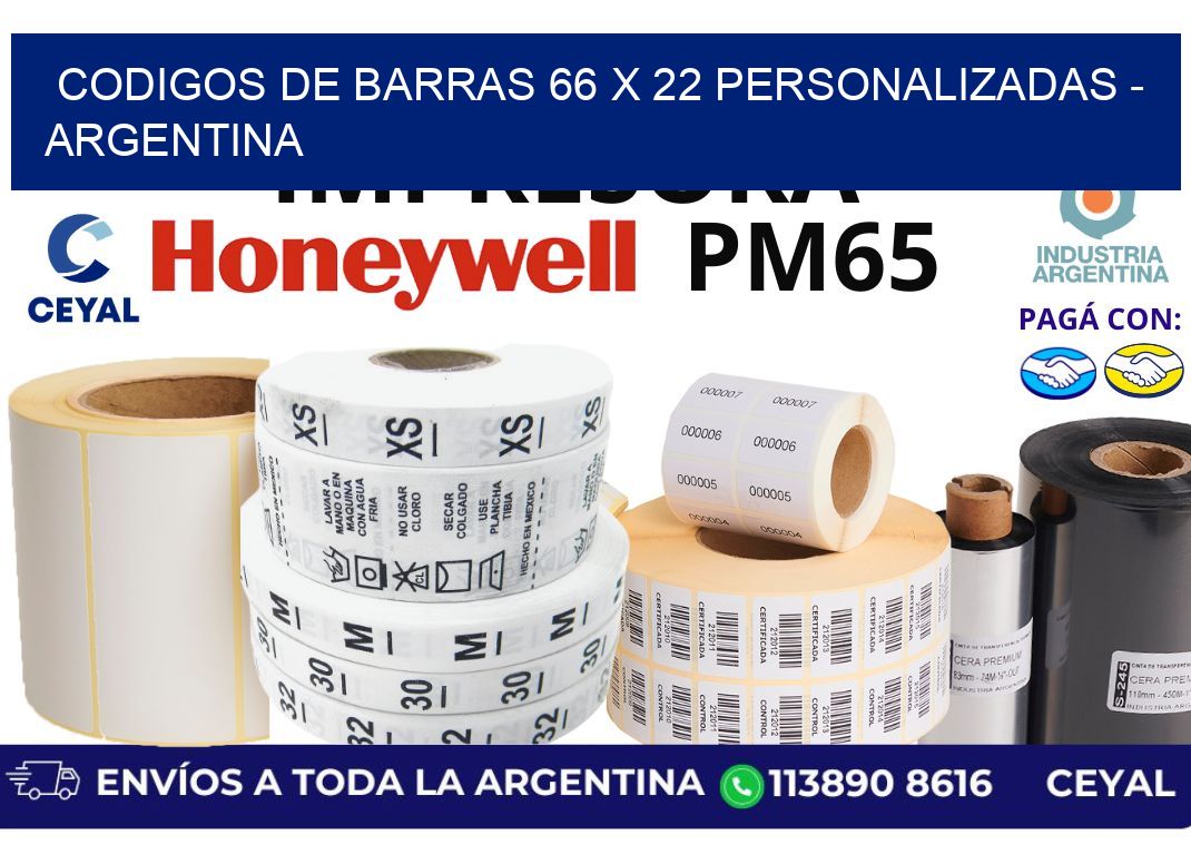 codigos de barras 66 x 22 personalizadas - Argentina