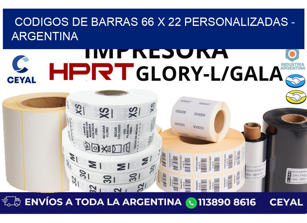 codigos de barras 66 x 22 personalizadas - Argentina