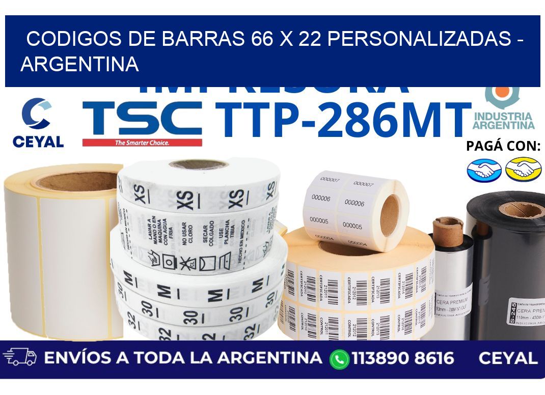 codigos de barras 66 x 22 personalizadas – Argentina
