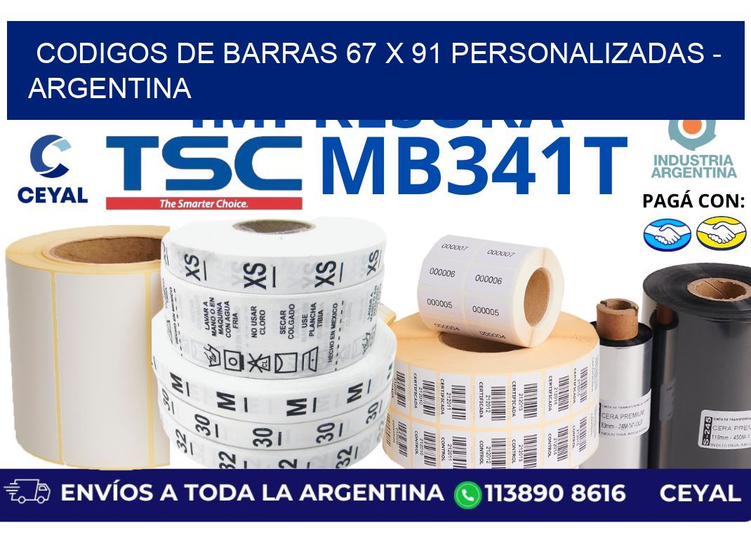 codigos de barras 67 x 91 personalizadas - Argentina