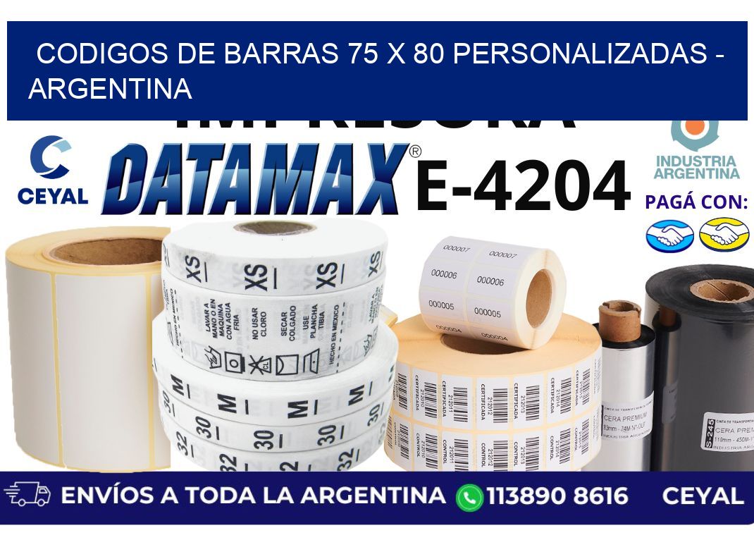 codigos de barras 75 x 80 personalizadas - Argentina