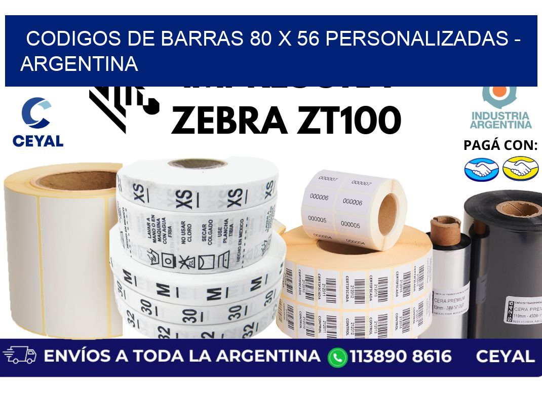 codigos de barras 80 x 56 personalizadas - Argentina
