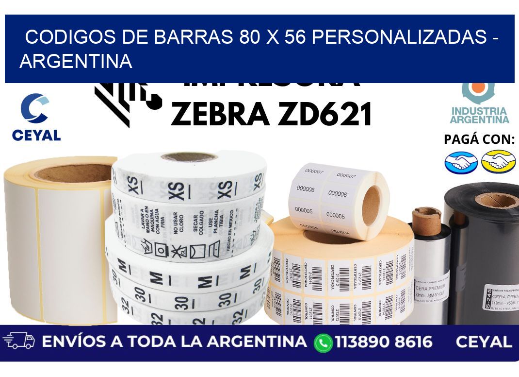 codigos de barras 80 x 56 personalizadas - Argentina