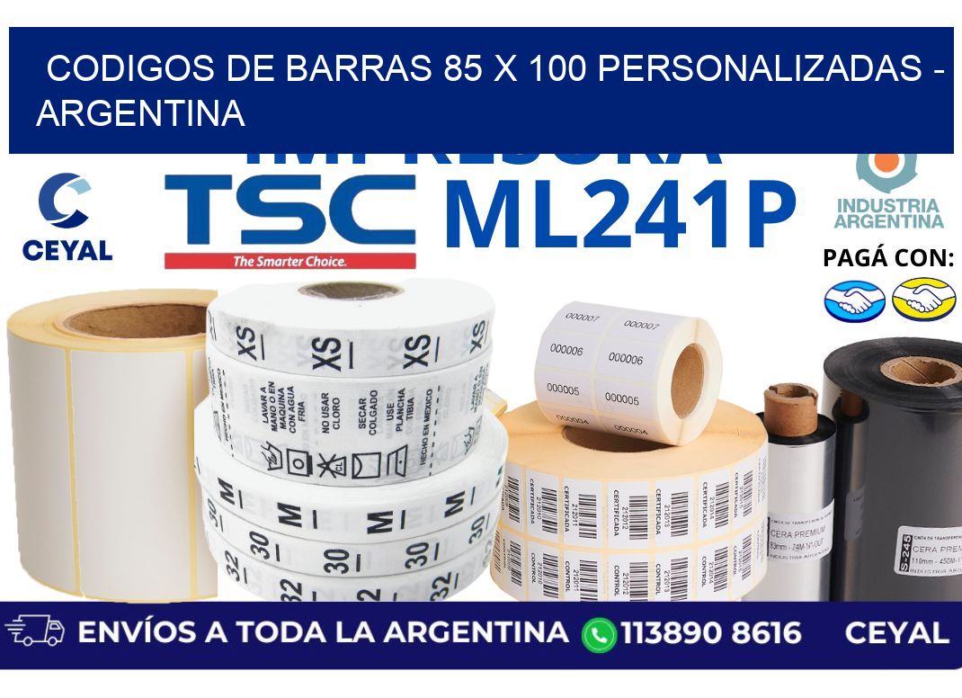 codigos de barras 85 x 100 personalizadas - Argentina
