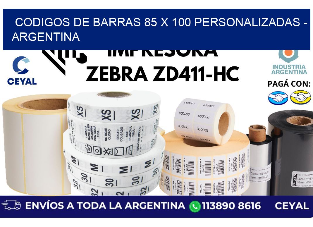 codigos de barras 85 x 100 personalizadas - Argentina