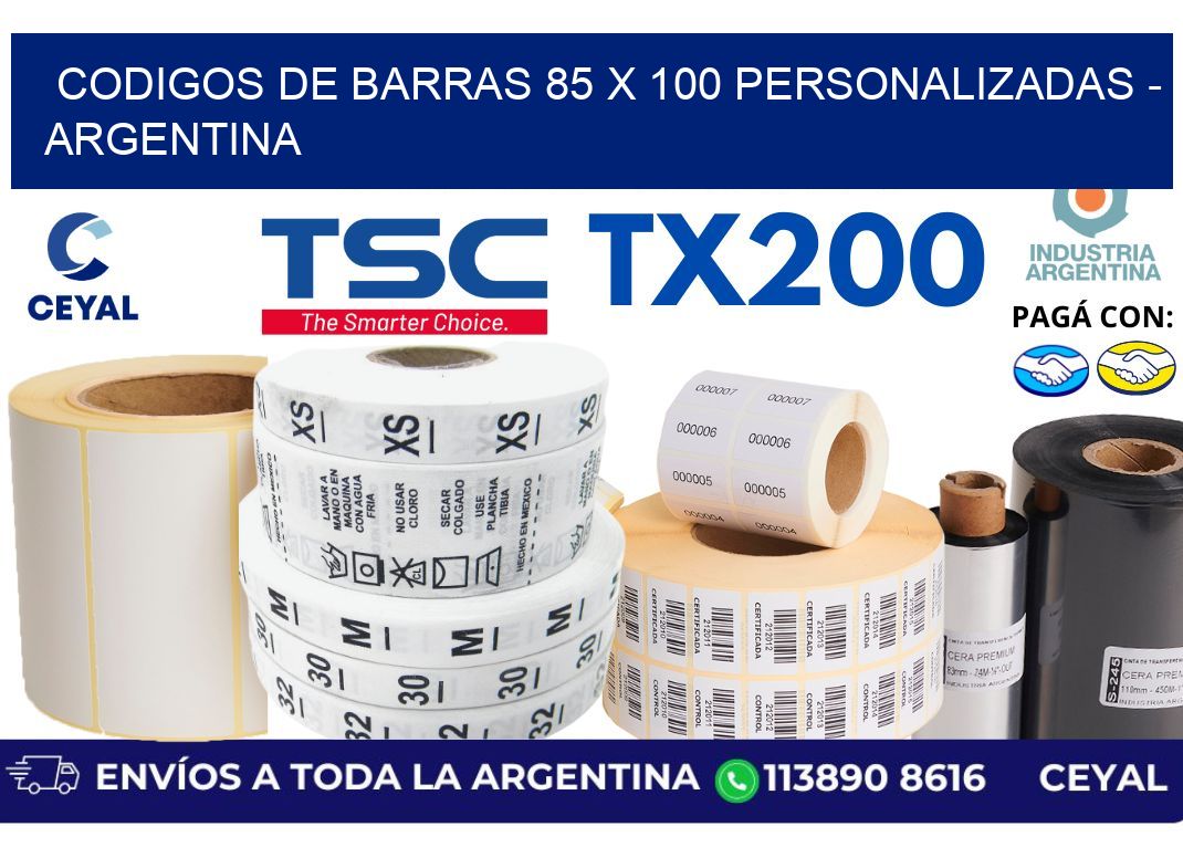 codigos de barras 85 x 100 personalizadas – Argentina