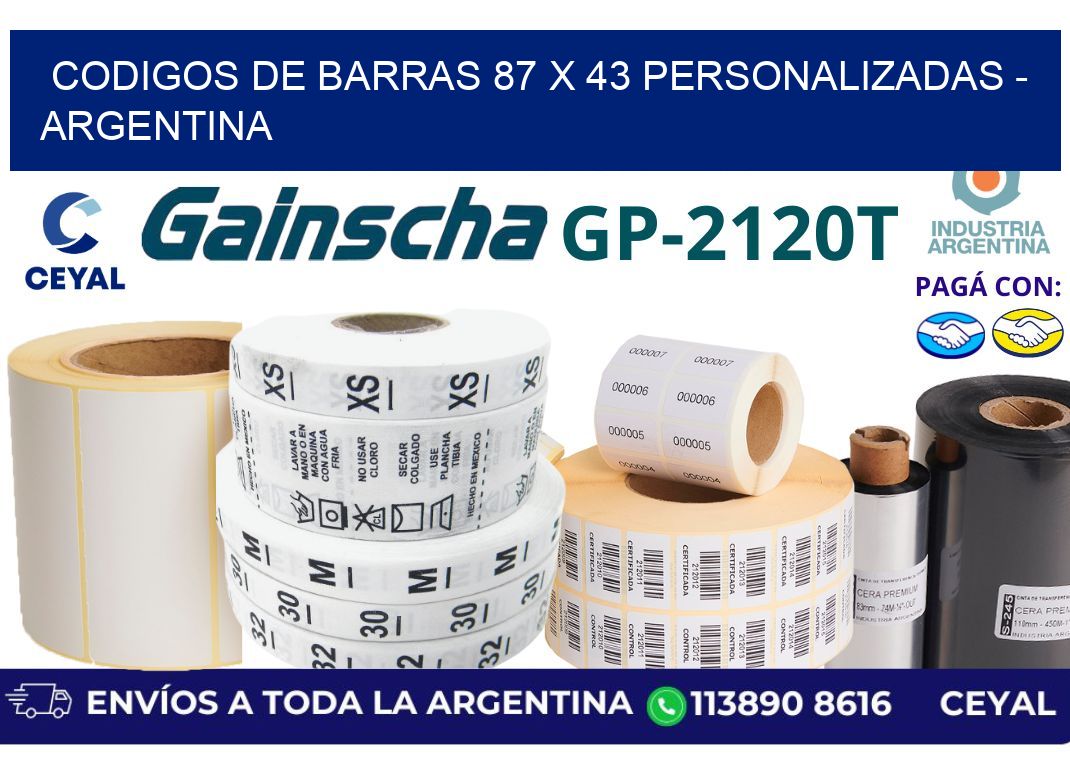 codigos de barras 87 x 43 personalizadas – Argentina